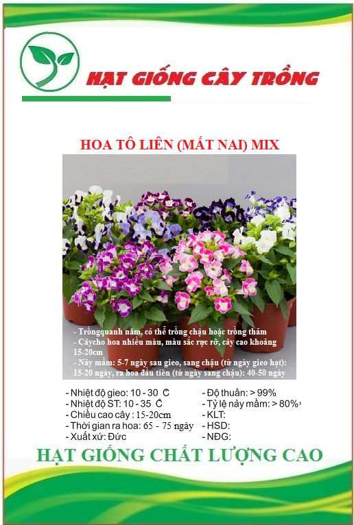 Hạt Giống Hoa Tô Liên (Mắt Nai) Nhiều Màu(Gói 10 hạt)