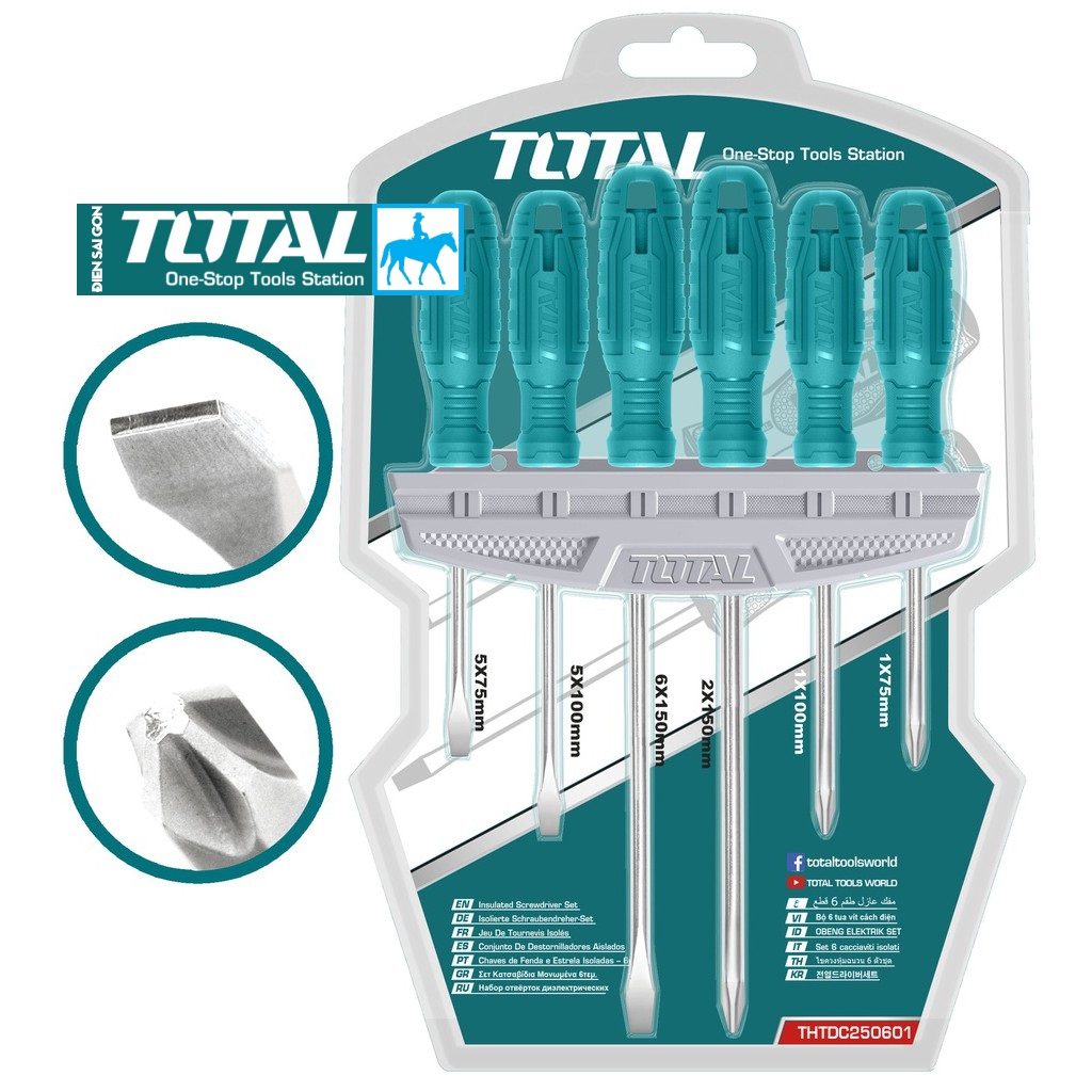 Bộ 6 cây tuốc nơ vít tô vít bake Thép CR-V Total THT250606 HKSD0628