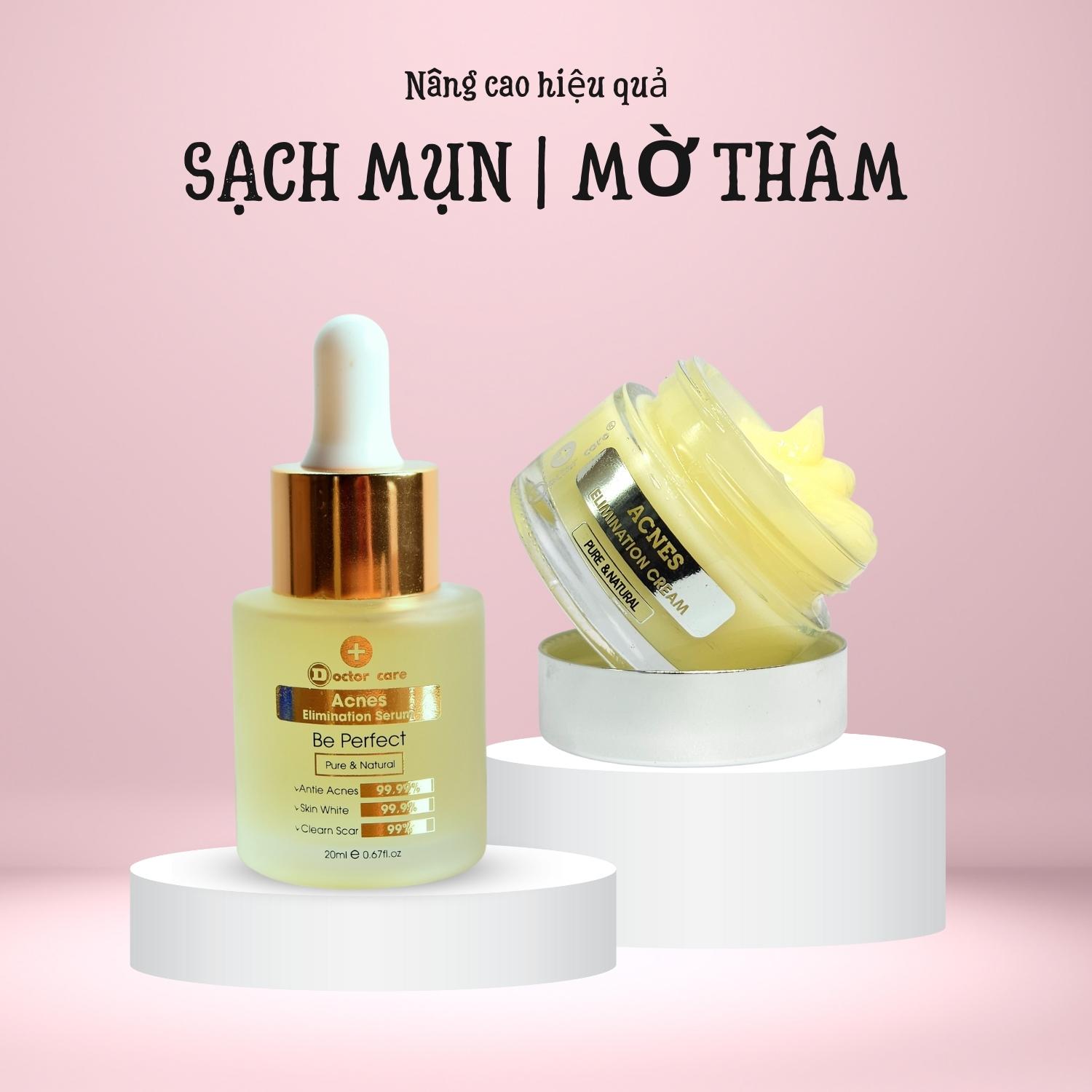 Bộ Giảm Mụn Mờ Thâm Doctor Care Dành Cho Da Dầu( serum giảm mụn +kem giảm mụn Acnes Elimination Cream )