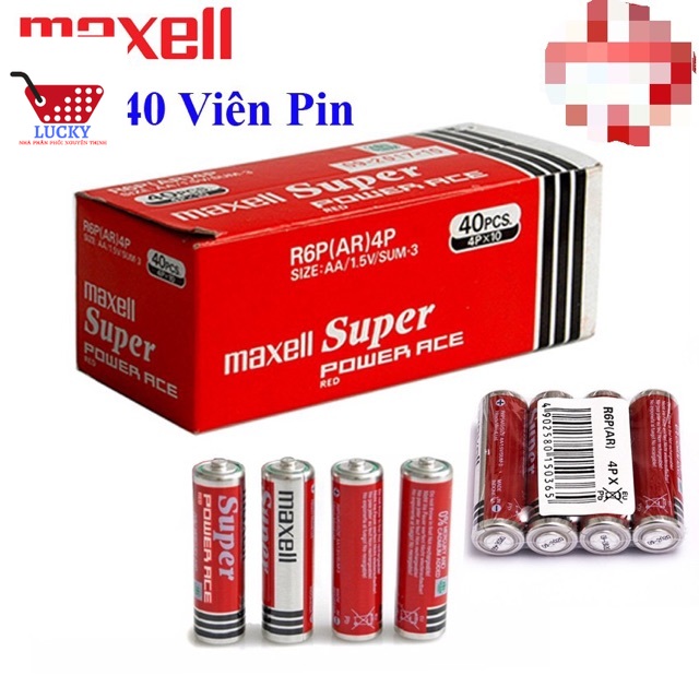 Nguyên hộp 40 viên Pin tiểu Maxell AA - Nhập khẩu từ Indonesia- Mới 100% - Dùng cho đồ chơi trẻ em, remote tivi, máy lạnh.