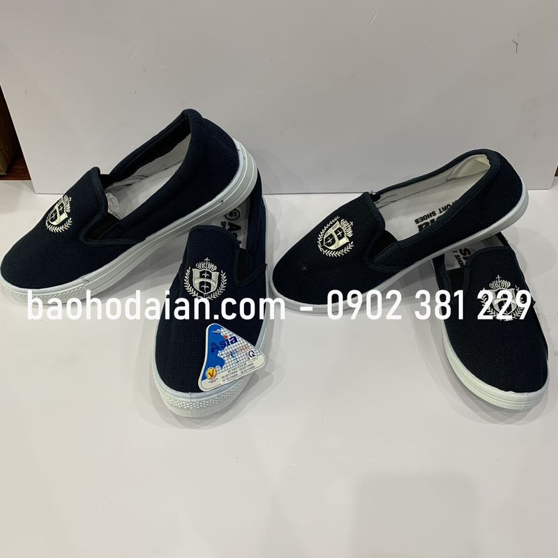 Giày Asia bata vải xỏ (không cột dây) màu xanh đen