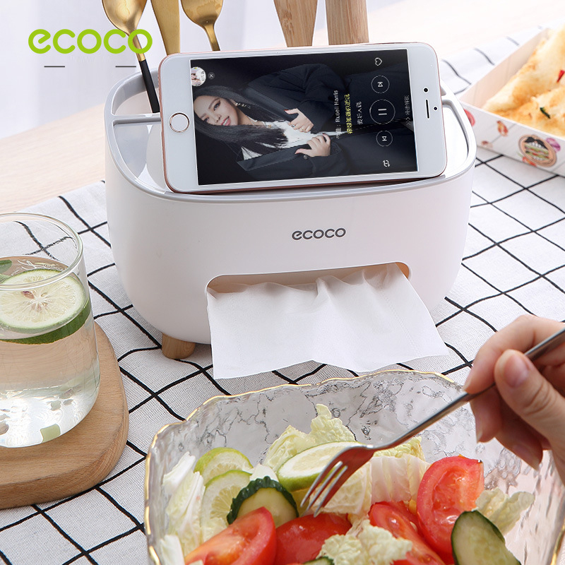 [Hàng cao cấp] Hộp kệ đựng khăn giấy để bàn đa năng - Ecoco E2009