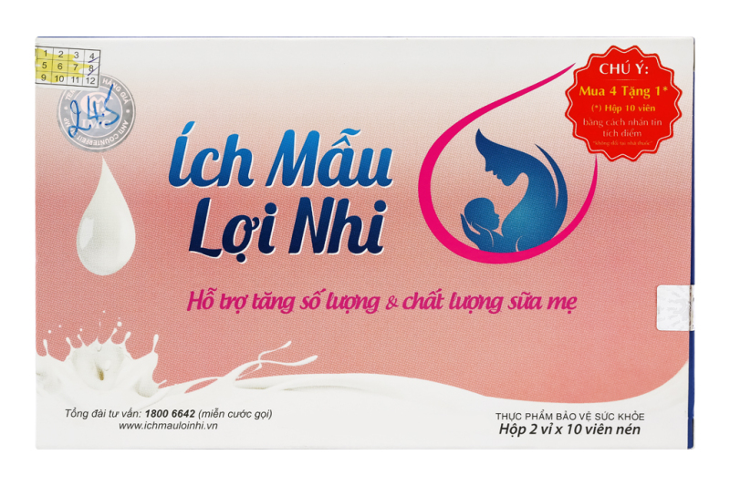 Hỗ trợ tăng số lượng và chất lượng sữa mẹ ÍCH MẪU LỢI NHI 20 Viên nhập khẩu