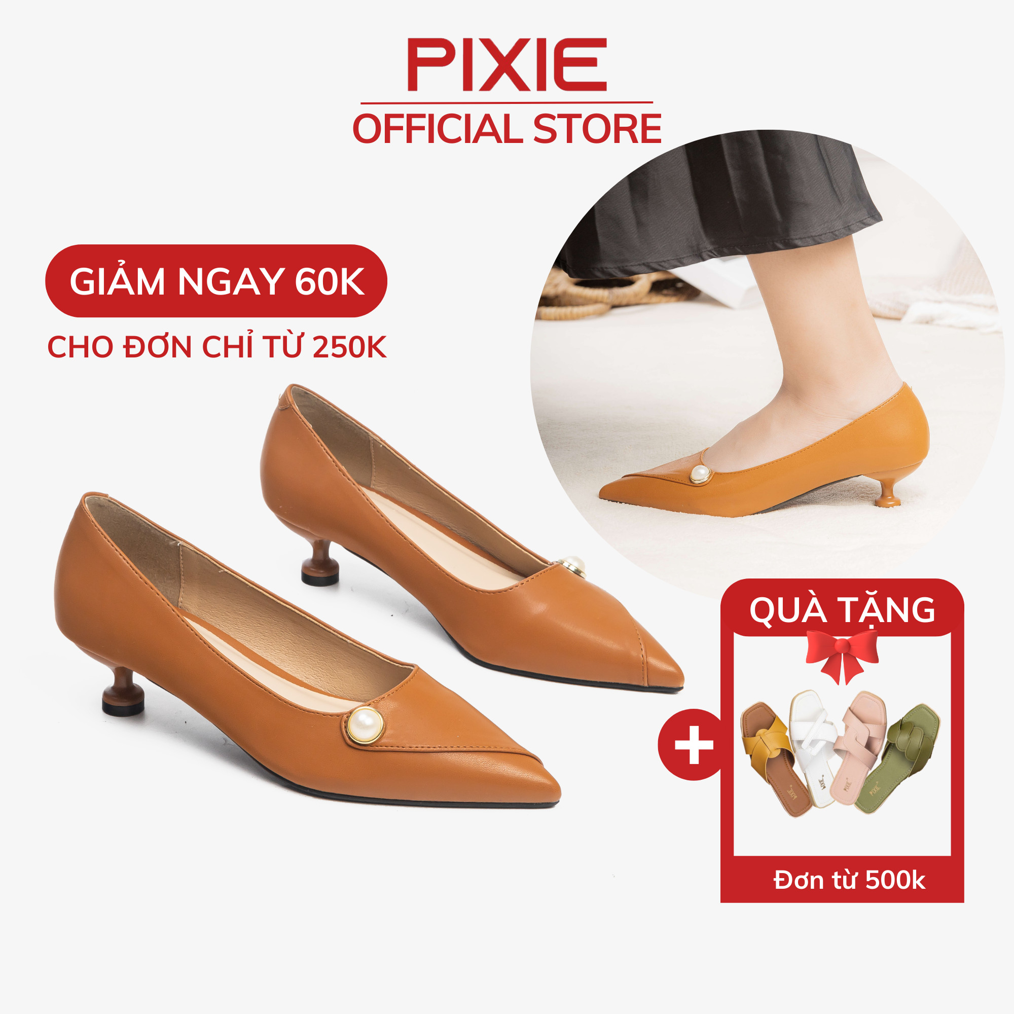 Giày cao gót 4cm đính hạt pixie h165
