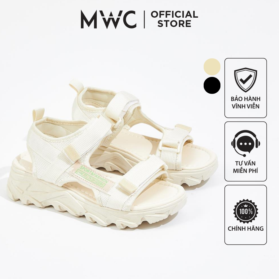Giày Sandal Crocs nữ đế xuồng Brooklyn màu be cao 5cm