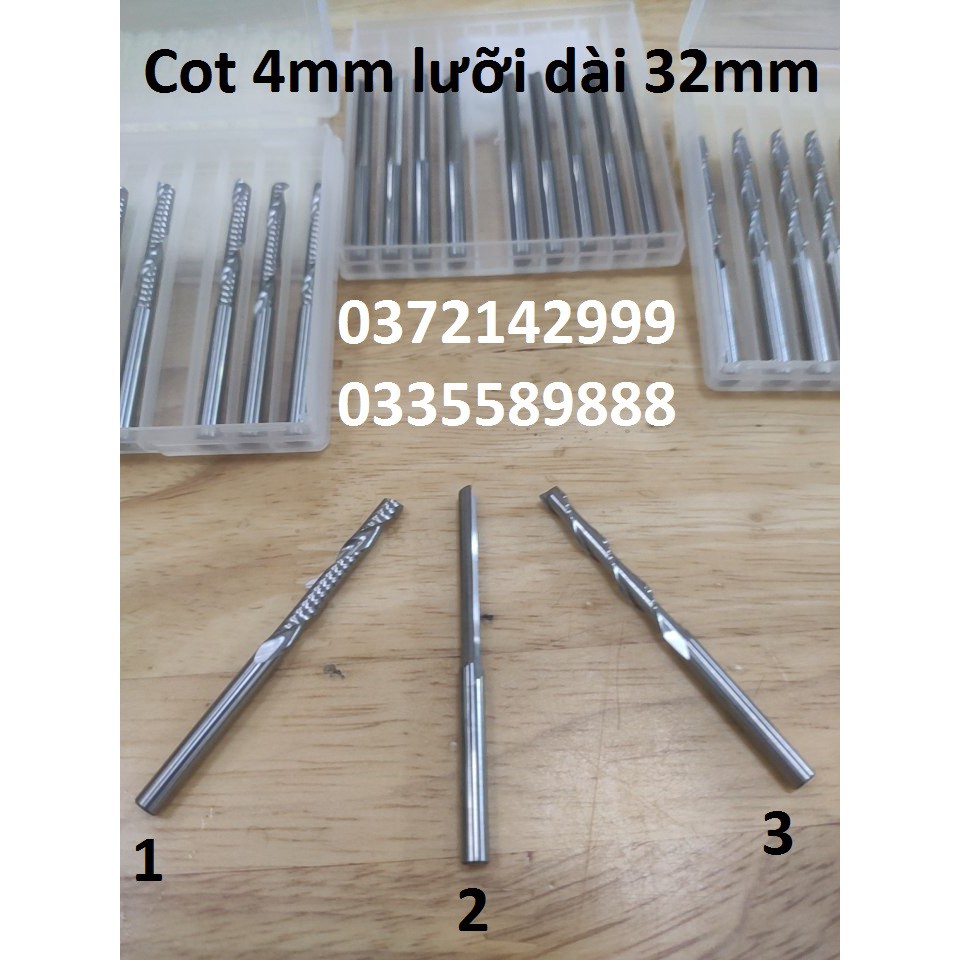 Mũi cnc phá - cắt - lọng gỗ 4mm lưỡi dài 32mm