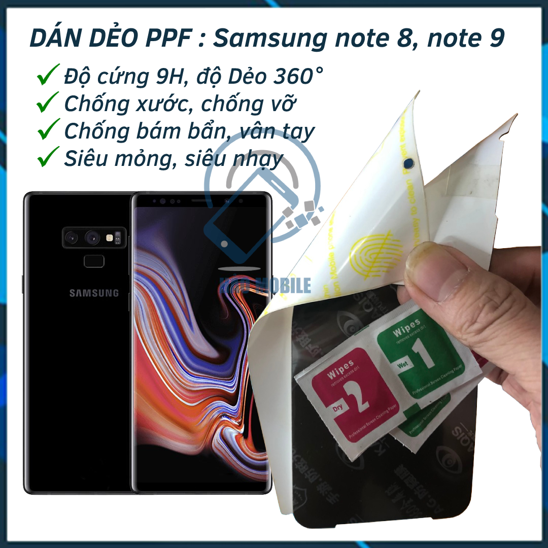 Dán dẻo PPF full màn trước và sau cho Samsung Note 8, Note 9