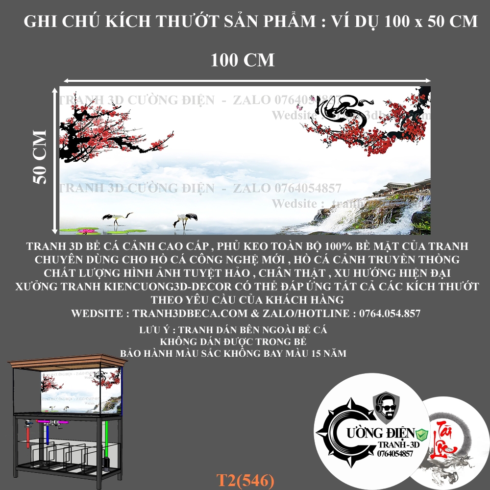 Tranh dán 3d bể cá cảnh