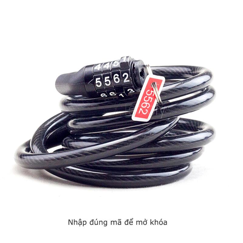 KHÓA DÂY 4 SỐ CHỐNG TRỘM XE ĐẠP, XE MÁY [SỐ CỐ ĐỊNH]