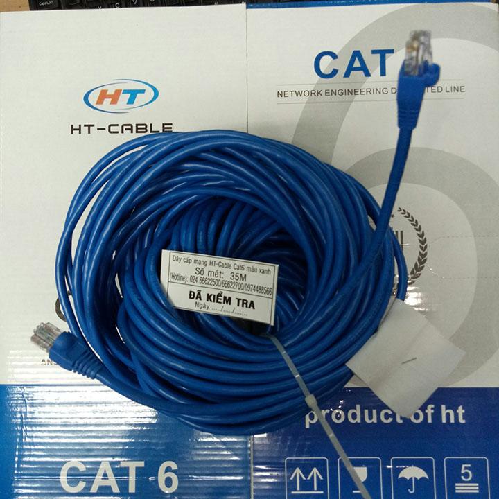 Dây cáp mạng Cat6 UTP HT-Cable 35 Mét Có sẵn 2 đầu (Blue, New 100%)
