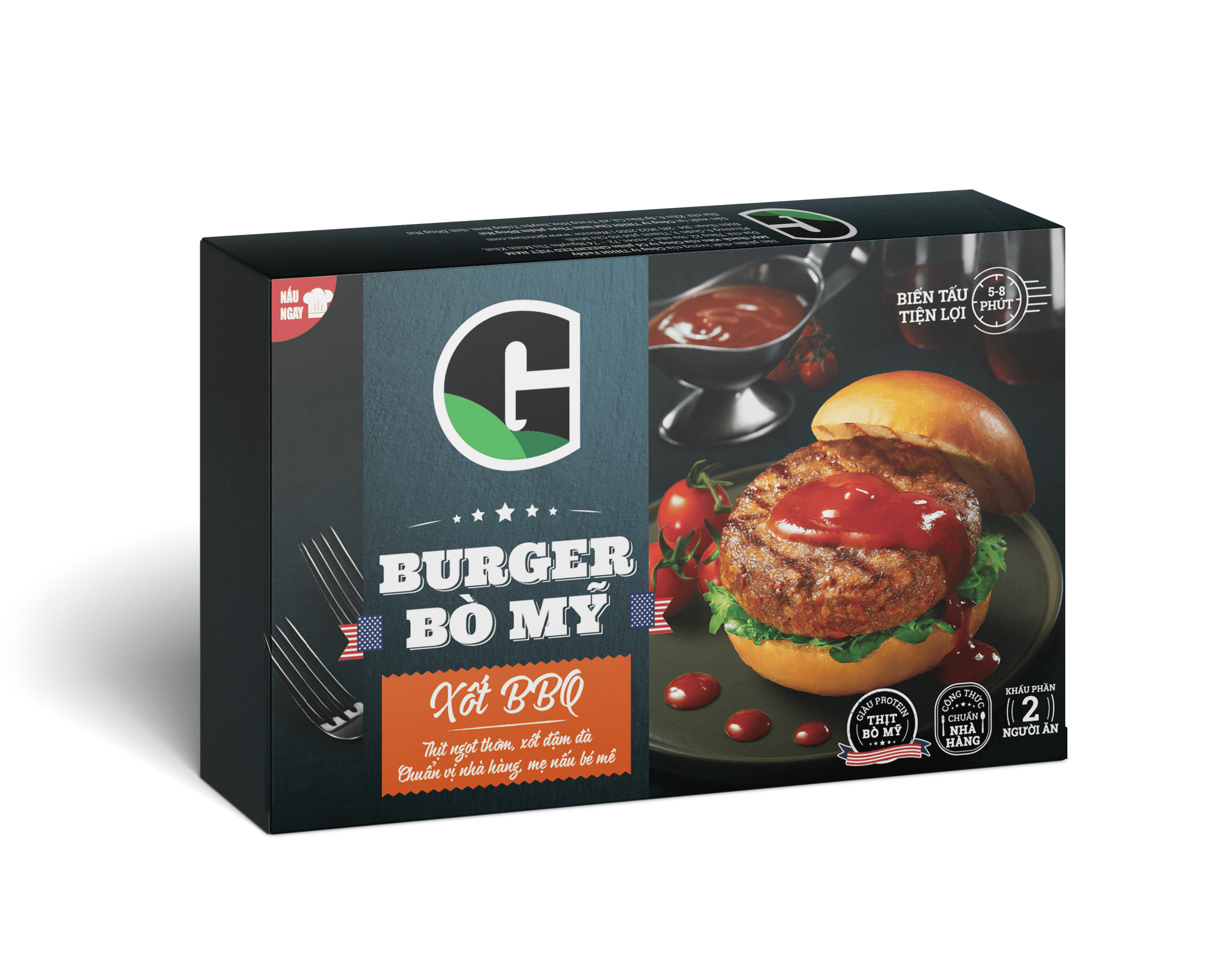 [Giao nội thành HCM] Burger Bò Mỹ Xốt Bbq G Kitchen 170g