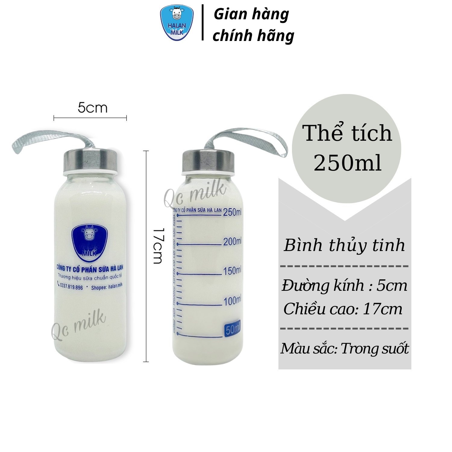 Bình thuỷ tinh 250ml-Công ty Halan Milk