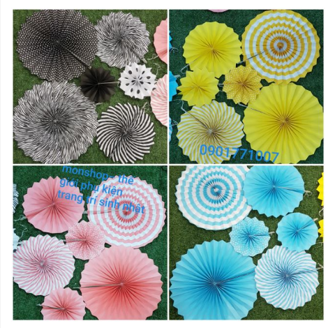 Set 6 cái quạt giấy ảnh thật shop tự chụp