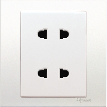 Bộ ổ cắm đôi 2 chấu 10A màu Trắng hoặc màu Xám Bạc, dòng vuông Vivace - Schneider Electric - KB426US2_WE_G19; KB426US2_AS_G19