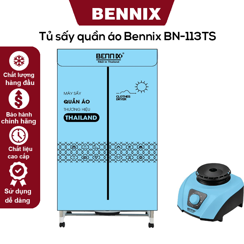 Tủ sấy quần áo Bennix BN-113TS, hàng Thái Lan cao cấp