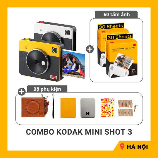 Combo máy in ảnh lấy ảnh ngay Kodak Mini Shot 3 Retro C300R