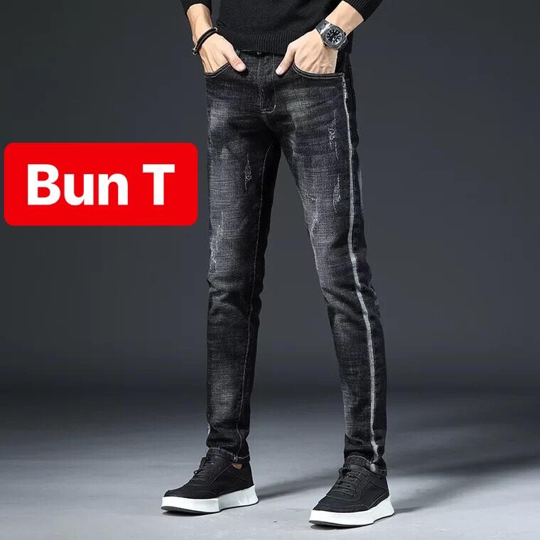 QUẦN JEAN NAM CHẤT BÒ ĐEN ĐEN SỌC DỌC 2 BÊN HÀN QUỐC TT-1148 TRANG BUN FASHION