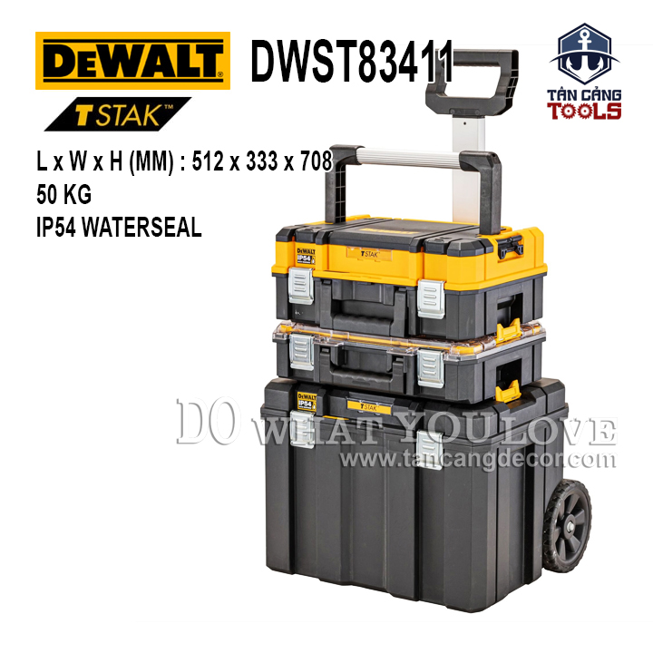 Combo thùng đựng dụng cụ dewalt dwst83411 có xe kéo