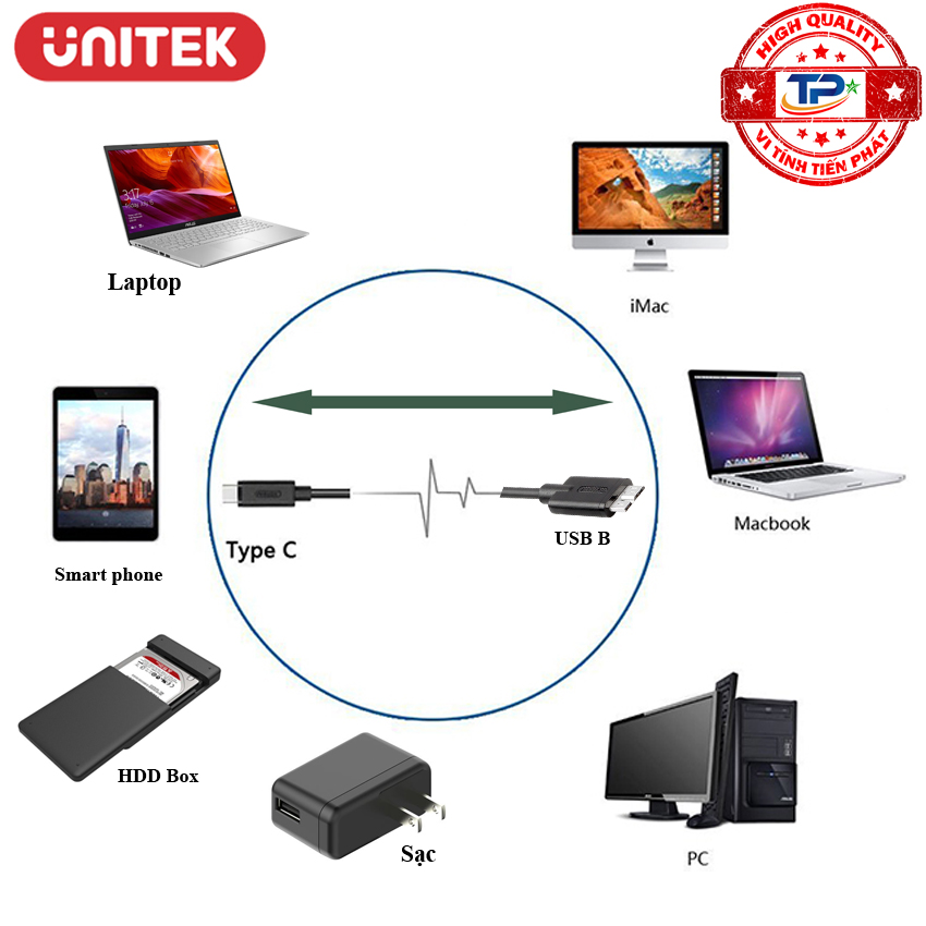 Cáp chuyển USB 3.1 USB Type-C sang Micro B Unitek Y-C475BK ( USB-C to USB-B)