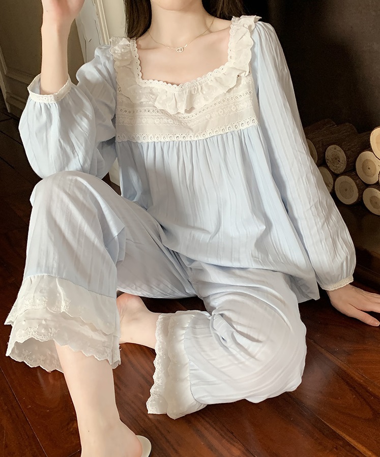 Set bộ mặc nhà phối ren tiểu thư quảng châu