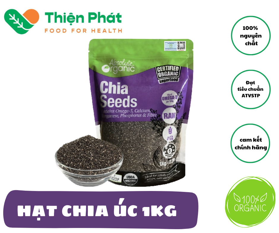Hạt Chia Tím Úc Organic 1kg ( Date Mới 2024 )