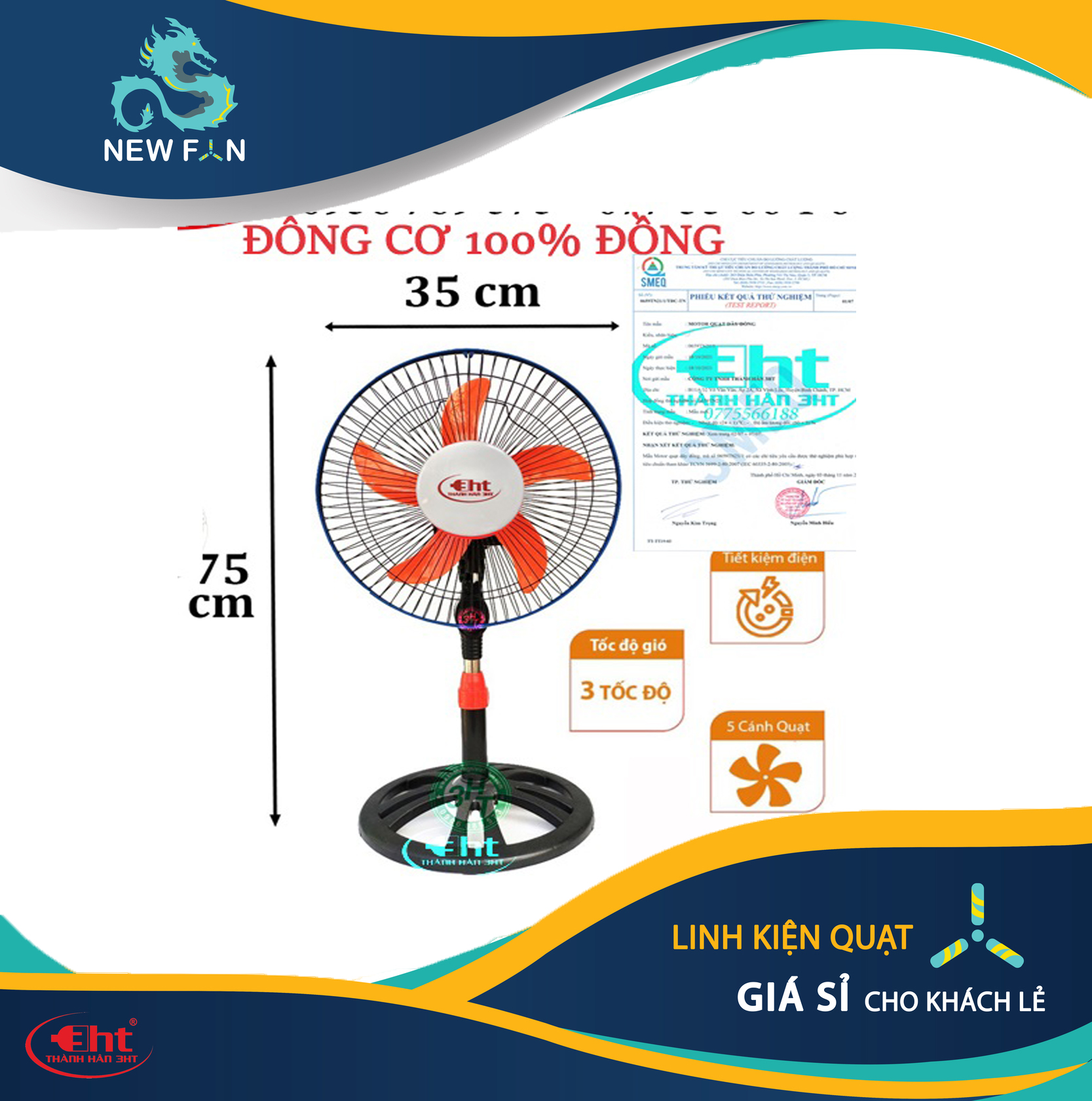 QUẠT LỠ ĐỘNG CƠ ĐỒNG 100%
