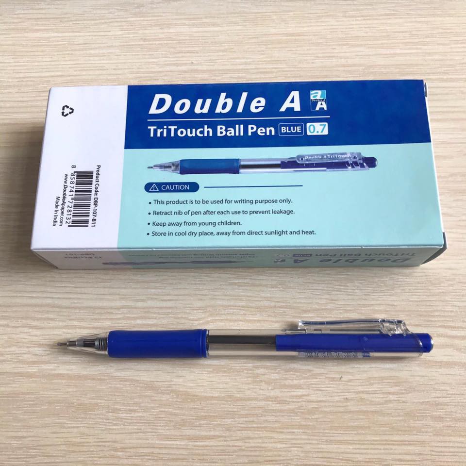 Bút bi 0.7mm trơn và êm tay Double A Tritouch India
