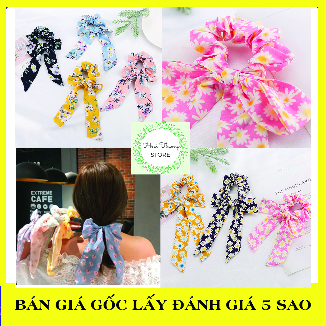 Cột Tóc Nữ Scrunchies Nơ Hoa Hàn Quốc siêu xinh