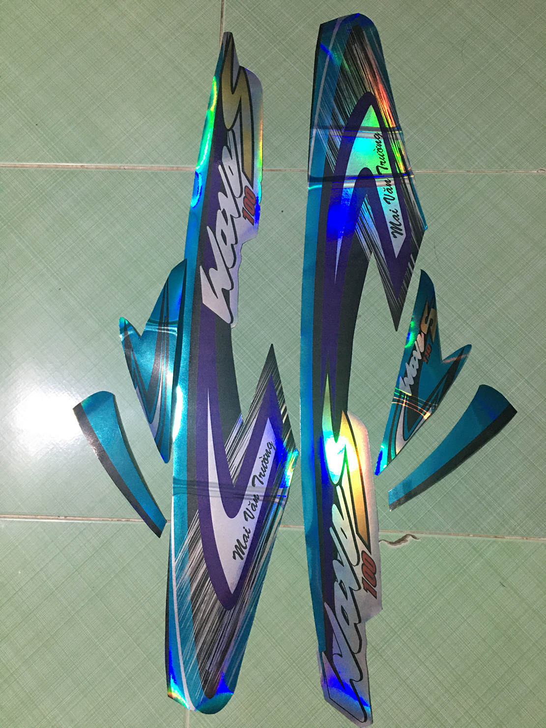 Tem wave 110 crom spark xanh ngọc