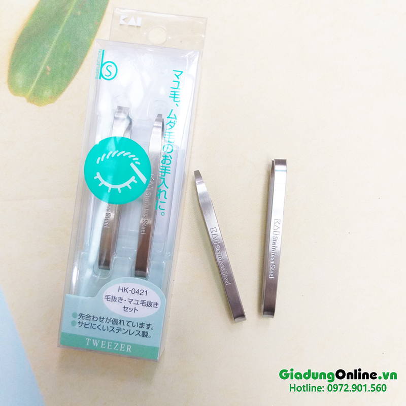 Set 2 nhíp inox KAI nhập khẩu Nhật Bản - Larva Store