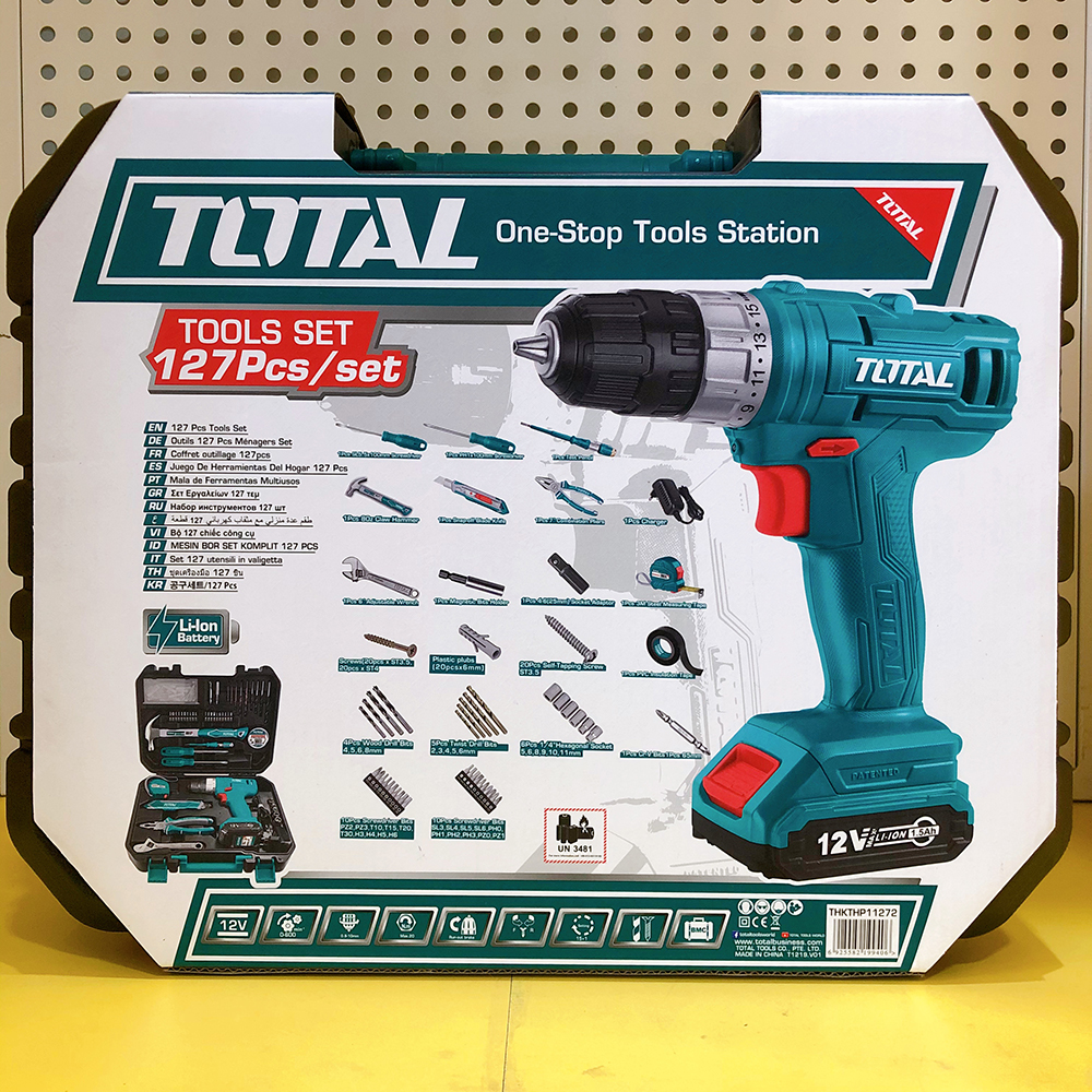 Bộ 127 Món Gồm Máy Khoan Pin 12V Total THKTHP11272