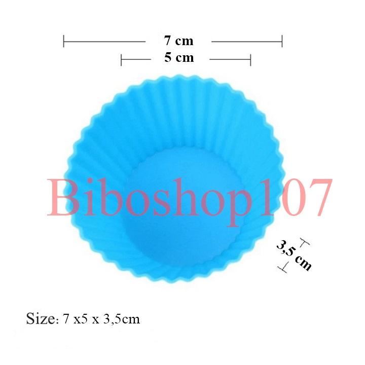 Bộ 5 Khuôn silicon cupcake tròn 7cm