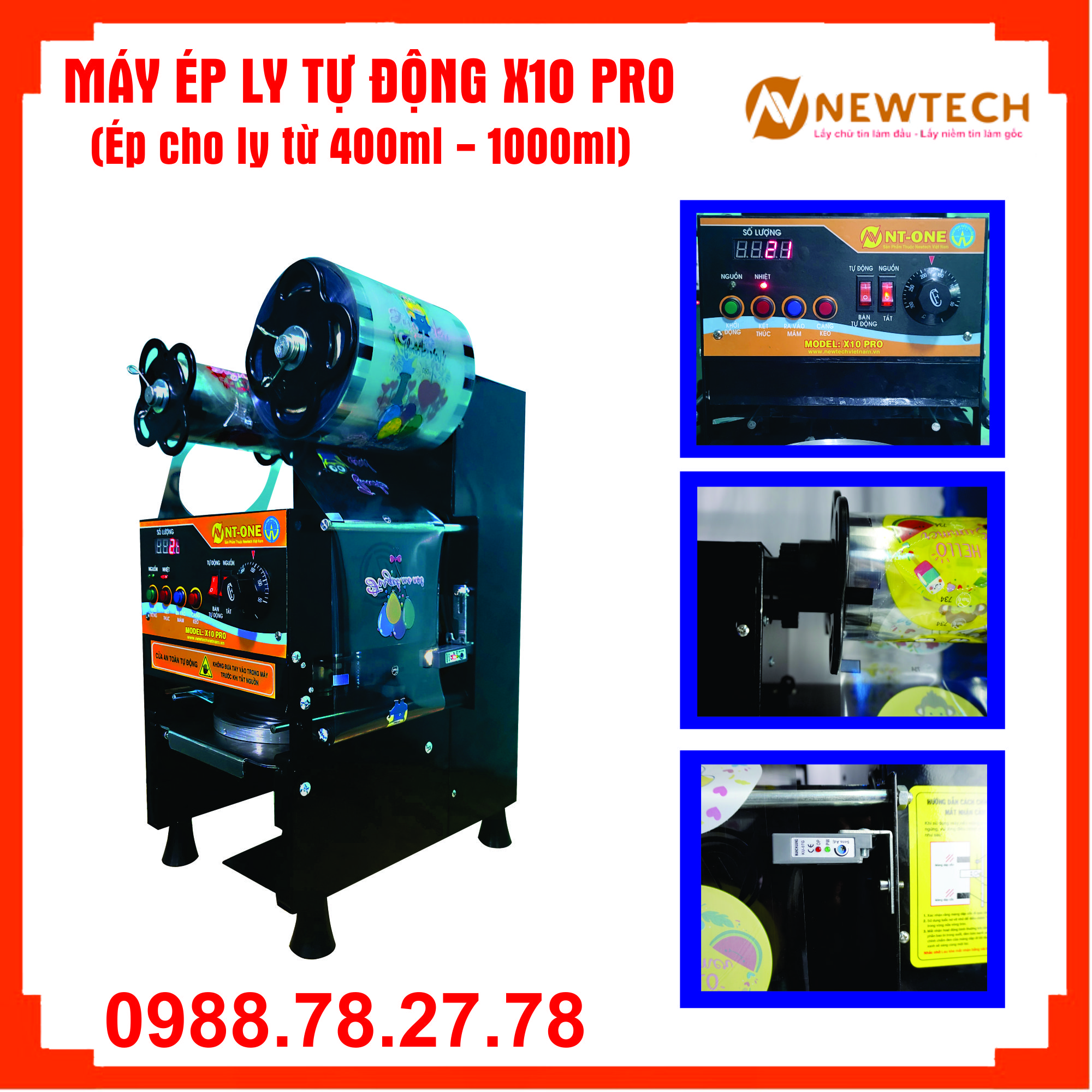 Máy ép ly tự động X10PRO- Ép ly 400-1000ml