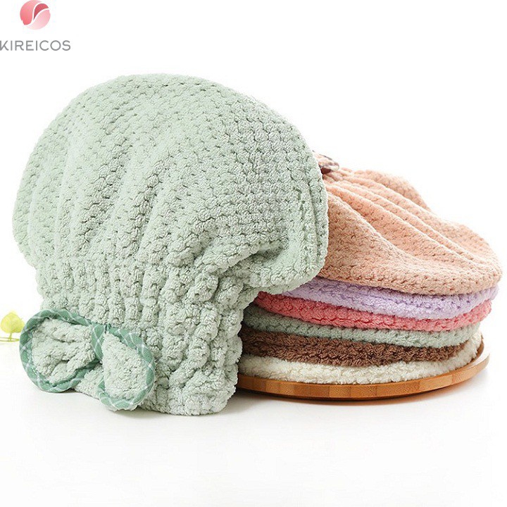 [HCM]Mũ Nón Trùm Ủ Tóc Nhanh Khô Có Nơ Dễ Thương  Nhiều Màu  – Giao Màu Ngẫu Nhiên - kireicos