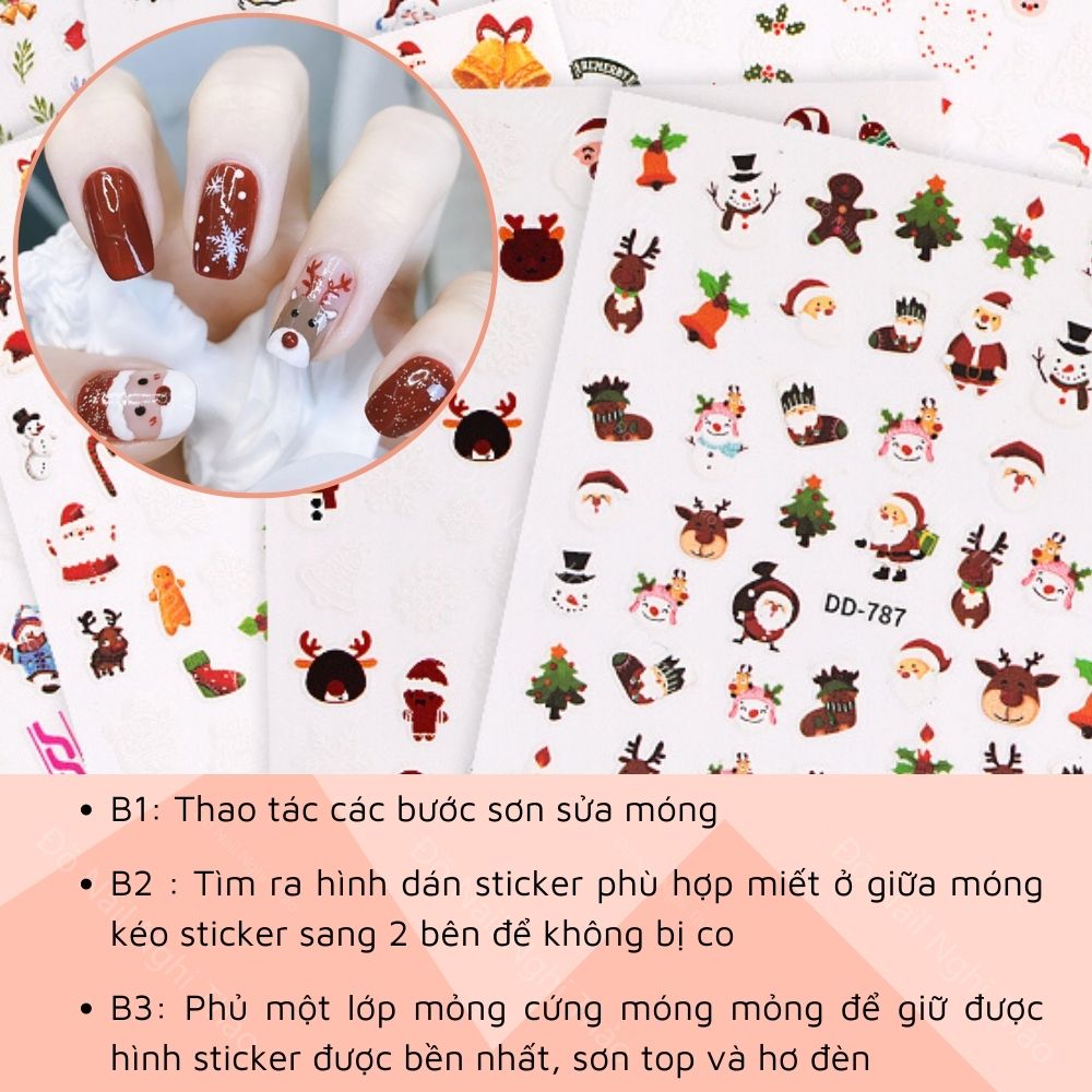 Sticker nail noel giáng sinh NGHI THẢO trang trí móng