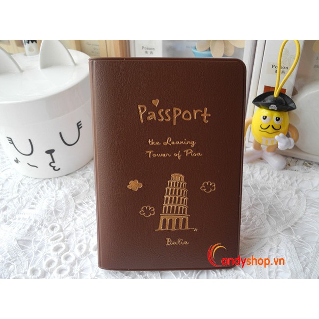 Bao da đựng passport PP22, ví hộ chiếu du lịch giá rẻ Candyshop88