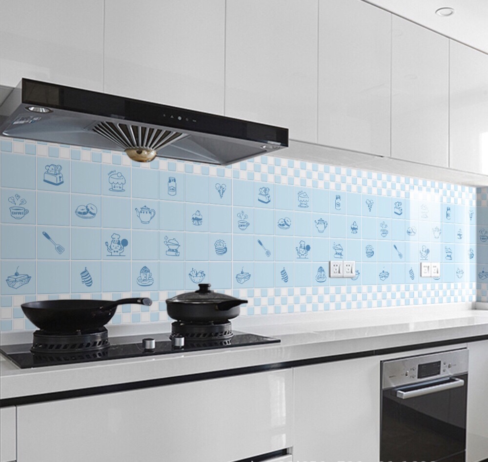 5 Mét Decal Dán Bếp Khổ 60cm Rộng Tráng Nhôm Chịu Nhiệt Có Keo - bánh kem vuông xanh