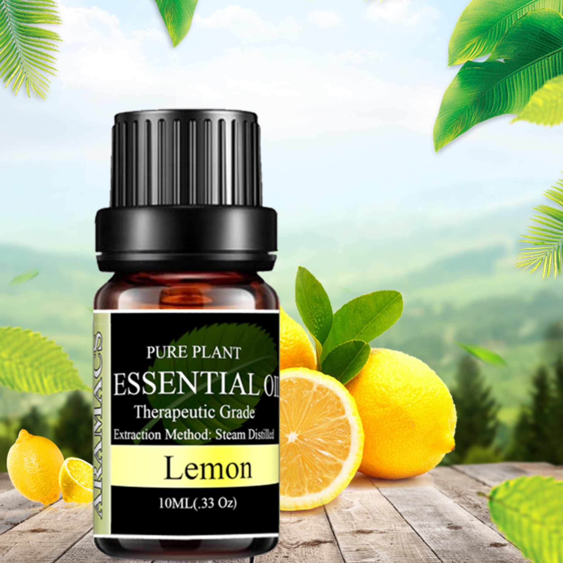 Lemon essential oils pure deodorant acne treatment antiseptic skin antibacterial aramacs 10ml