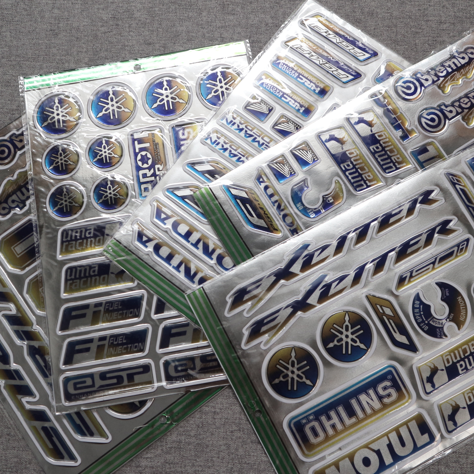 Bộ tem logo, tem crom nổi bóng dán full xe Honda Wave, Dream - màu titan