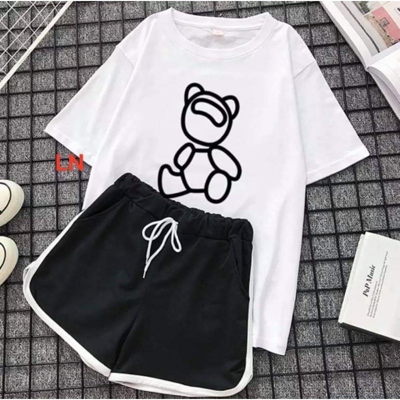 SÉT BỘ ĐỒ GẤU NGHIÊNG ĐẦU CƯỜI SIÊU DỄ THƯƠNG