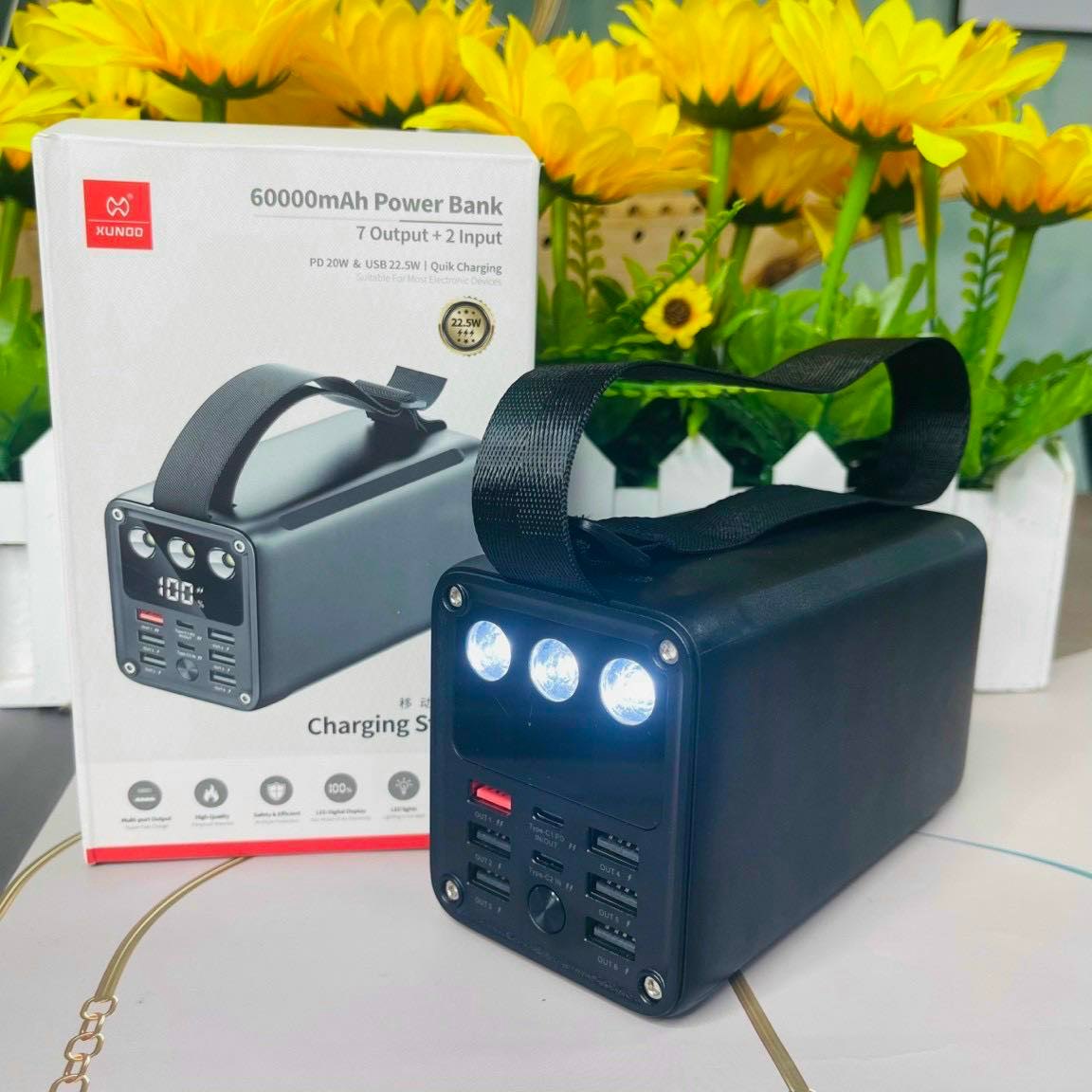 Sạc Dự Phòng 60.000mAh Sạc 7 Thiết Bị Cùng Lúc, Công Suất 22W