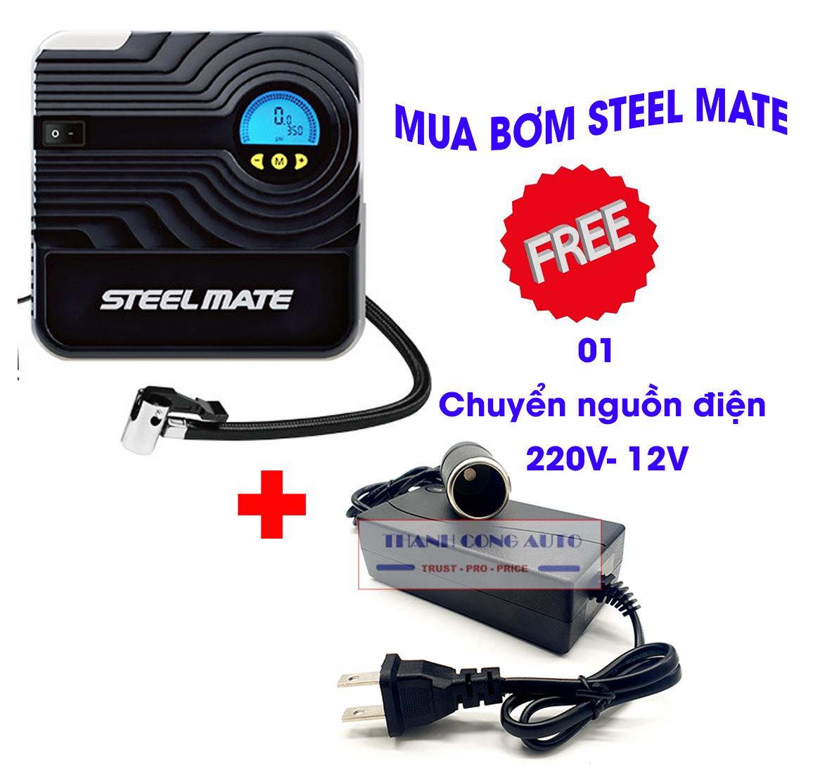 Bơm lốp ô tô điện tử tự ngắt STEELMATE P05 CHÍNH HÃNG - Tặng chuyển nguồn 220v-12v