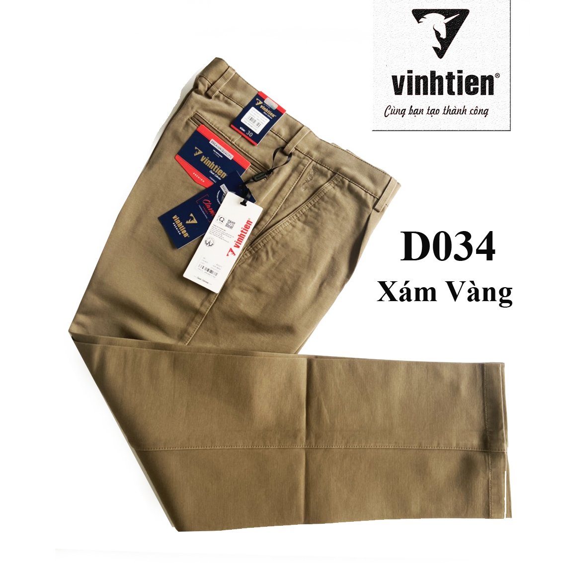Quần Kaki Trơn Màu, Chít 1 Ly 499 Trung Niên Vĩnh Tiến Cotton , Mẫu Màu Xám Nâu Cafe