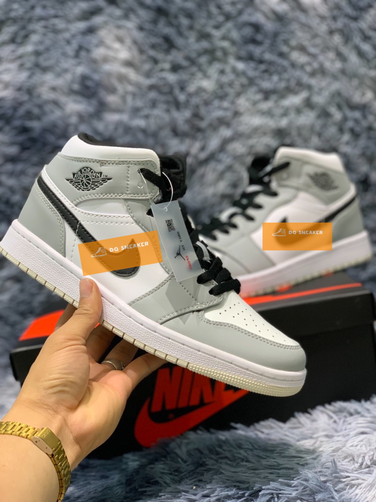 [Full Box] Giày Jordan cổ cao trắng xám