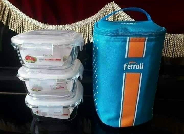 BỘ 3 THỐ THUỶ TINH FERROLI 500ML [TẶNG KÈM TÚI GIỮ NHIỆT]