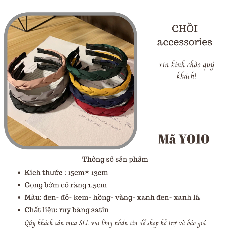 Bờm tóc tết, bờm tóc nữ vải lụa mềm có răng cưa chắc chắn - Y010