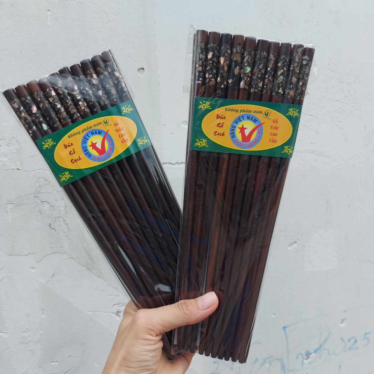 Bộ 10 đôi đũa ăn gỗ trắc cẩn đầu tròn cao cấp