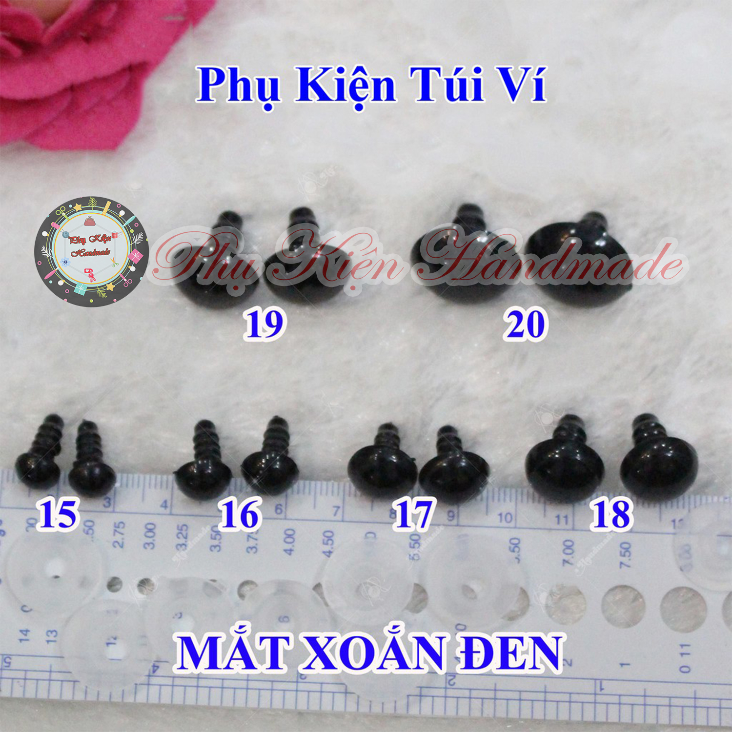 Mắt xoắn đen gắn thú bông