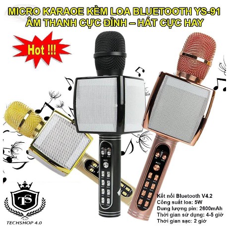 MIC KARAOKE BLUETOOTH YS 91- HÀNG - BẮT GIỌNG TỐT-