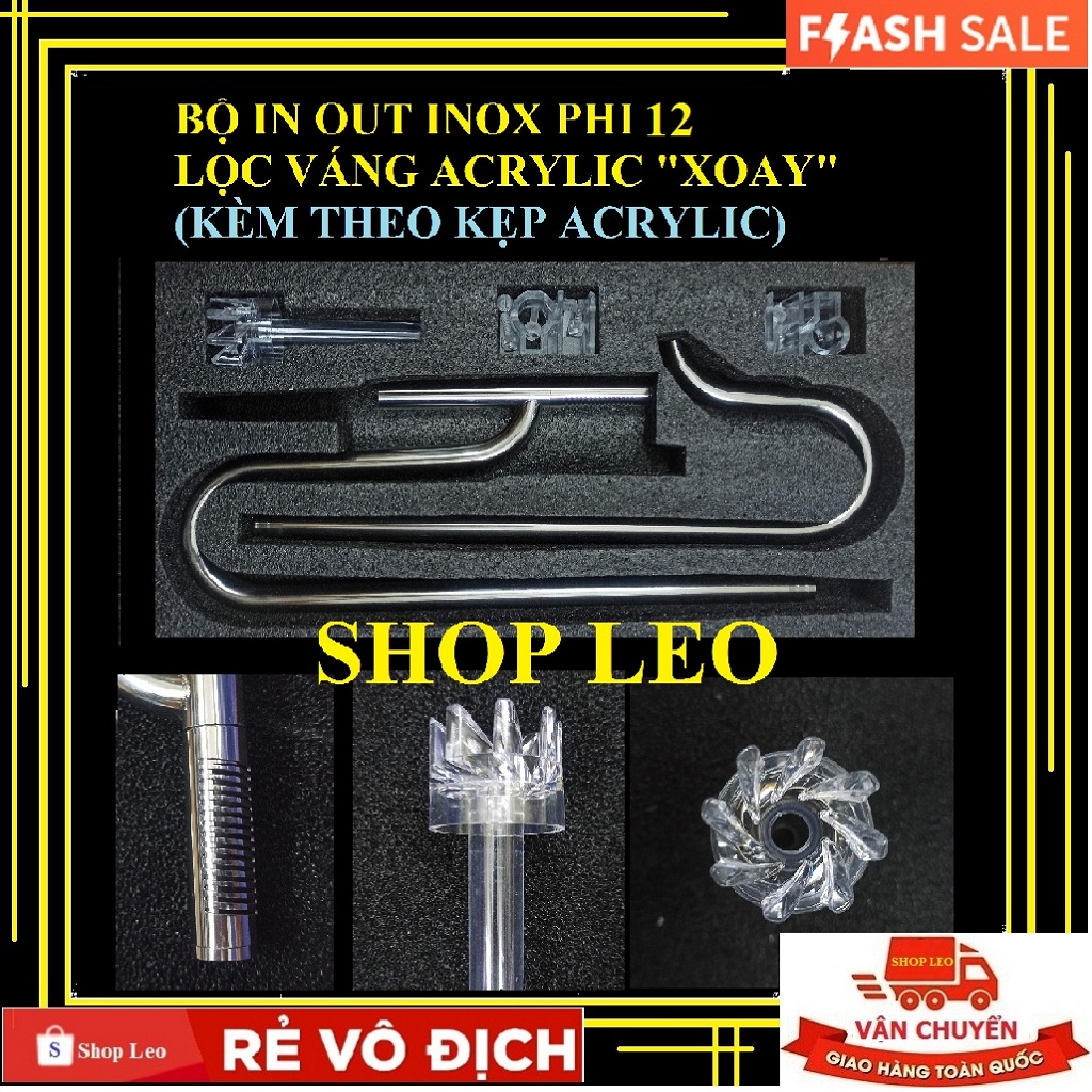 [Hoàn Tiền 10%]BỘ IN OUT INOX PHI 12 LỌC VÁNG "XOAY" - IN OUT đầu lọc váng xoay mẫu đẹp (01) - HỒ THỦY SINH - BỂ CÁ - in out inox - in out thủy sinh - in out có lọc váng - shopleo